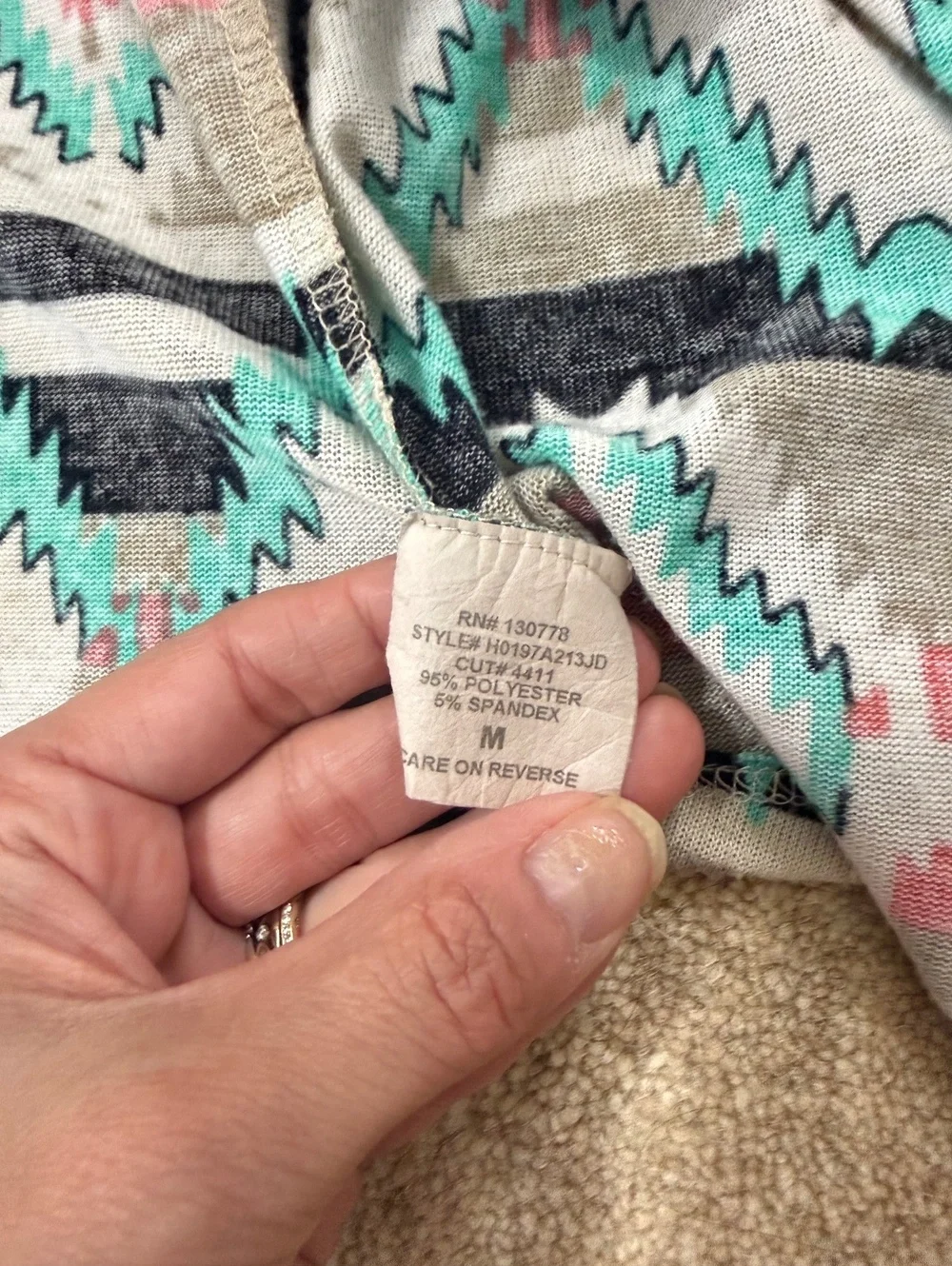 Living Doll Medium Aztec Print Open Front Cardigan Sweater